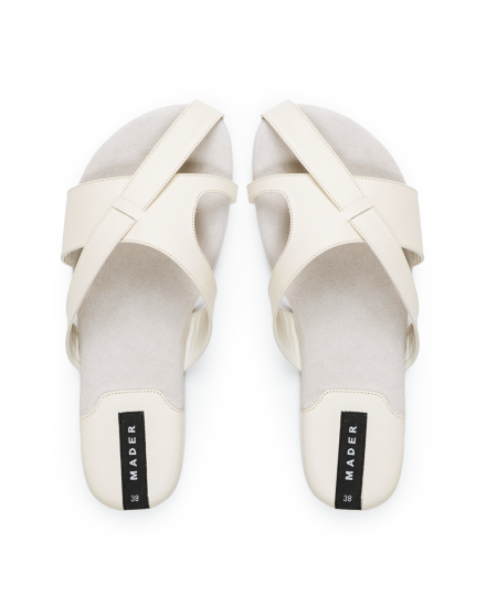 Leather Flat Sandal - Creamy White