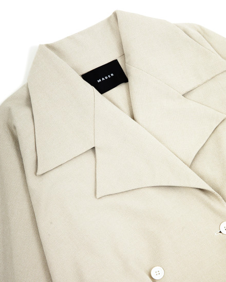 Cropped Open Collar Jacket - Semi Wool