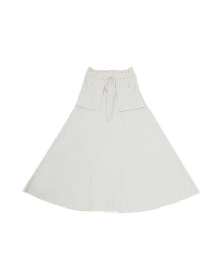 A-Line Long Skirt with Side Pocket - Semi Wool