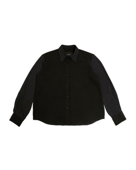 Mixed Fabric Shirt - Basic - Black